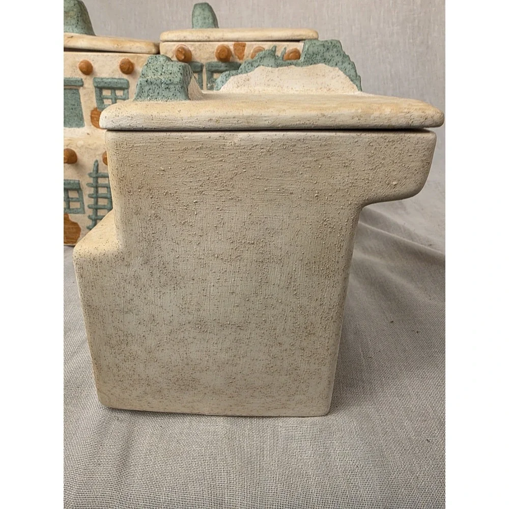 Vintage 4pc Southwest Pueblo‎ Adobe Kitchen Pottery Canisters